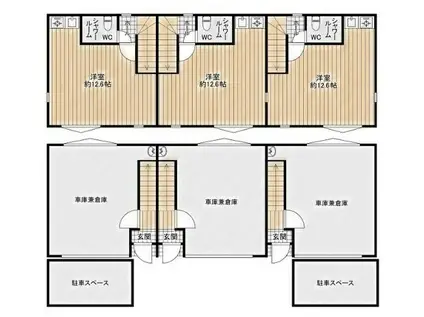 門真市小路町ガレージハウス(ワンルーム/1階)の間取り写真