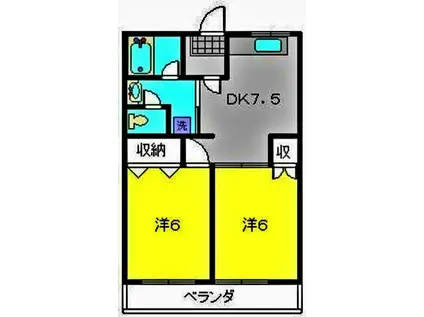 ニューライフときわ(2DK/3階)の間取り写真