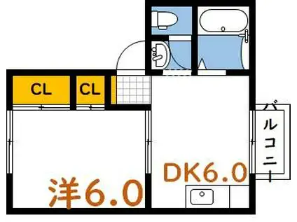 クリエール3(1DK/2階)の間取り写真