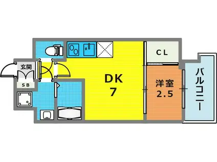 セレニテ神戸西エクラ(1DK/8階)の間取り写真