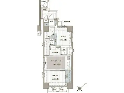 ZOOM銀座2丁目SECOND606(2DK/6階)の間取り写真
