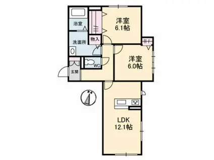シャーメゾン桜III(2LDK/1階)の間取り写真