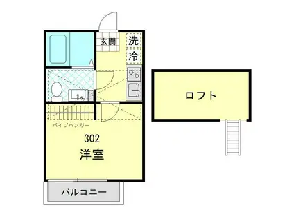 カーサ蒔田(1K/3階)の間取り写真