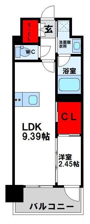プレジデンス ざ 三萩野(1LDK/9階)の間取り写真