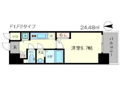 エスリード松屋町サウス(1K/8階)の間取り写真