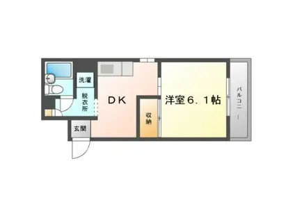 ヨルム日吉町(1DK/2階)の間取り写真