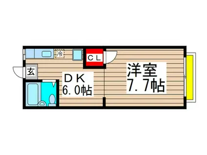 東船メゾンアイB棟(1DK/2階)の間取り写真