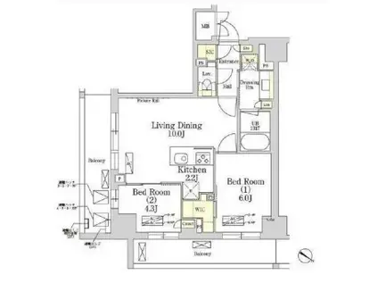 THE CLASS MINAMIAZABU(2LDK/7階)の間取り写真