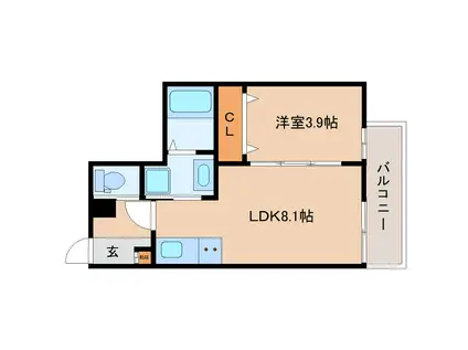 GENTRY王寺(1LDK/3階)の間取り写真