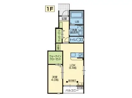 テゾーロ柳原 A(1LDK/1階)の間取り写真