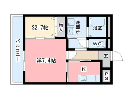 ドルフIII(1SK/2階)の間取り写真