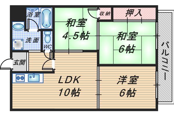 豊中ガーデンズ(3LDK/1階)の間取り写真