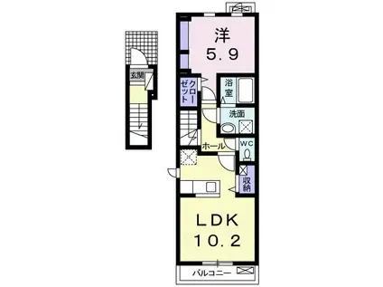 サイオン Β(1LDK/2階)の間取り写真