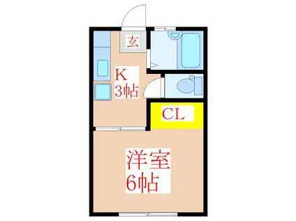 エスペランサII(1K/1階)の間取り写真