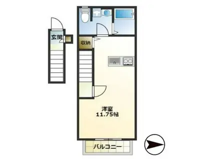 レガーロ(ワンルーム/2階)の間取り写真