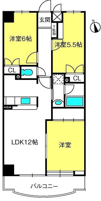 ヒルズ六本木弐番館(3LDK/1階)の間取り写真
