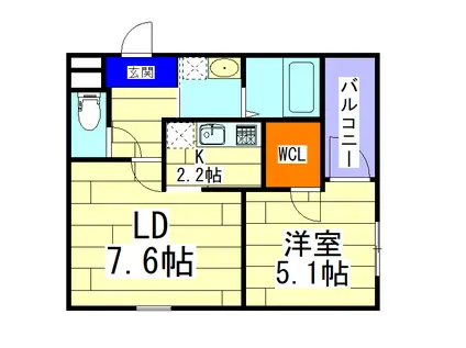 フジパレス城東東中浜(1LDK/3階)の間取り写真