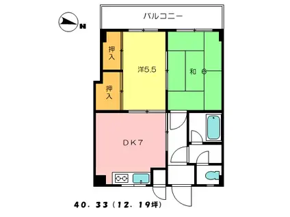 メゾン ドゥ ラヴィ(2DK/5階)の間取り写真