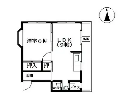 ロハス長岡京(1LDK/1階)の間取り写真
