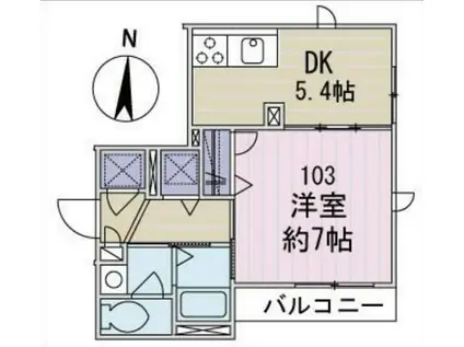 メゾン ハピネス メゾンハピネス(1DK/1階)の間取り写真