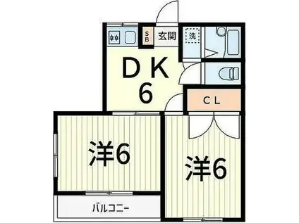 ショーケンプラザ(2DK/4階)の間取り写真