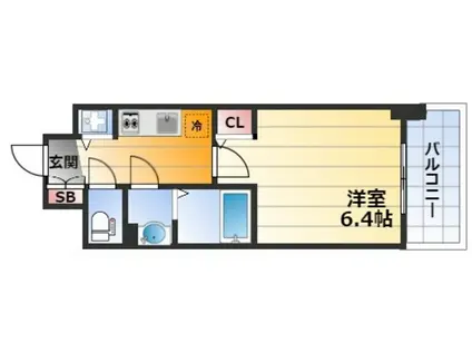 グランカリテ新大阪ウエスト(1K/2階)の間取り写真