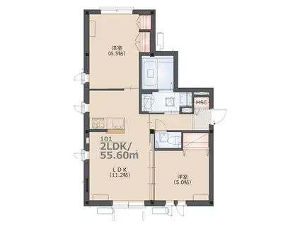 サンクチュアリ陣屋(2LDK/1階)の間取り写真