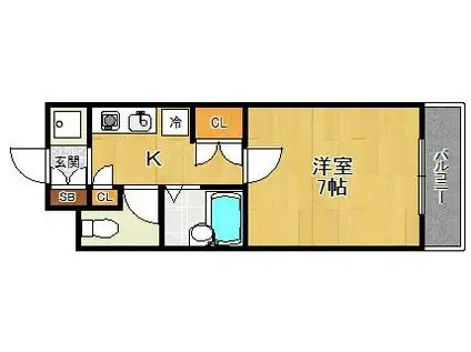 カンスイ参番館(1K/2階)の間取り写真