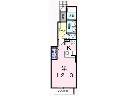 シルバーライニング B棟(ワンルーム/1階)の間取り写真