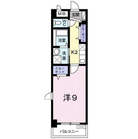 プラシード倉敷(1K/4階)の間取り写真
