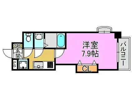 LUXE長田(1K/7階)の間取り写真