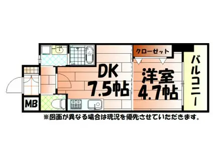 BAY SIDE ASANO ベイサイドアサノ(1DK/3階)の間取り写真