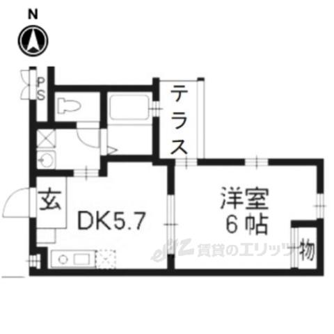 クオリティー嵯峨野(1DK/1階)の間取り写真