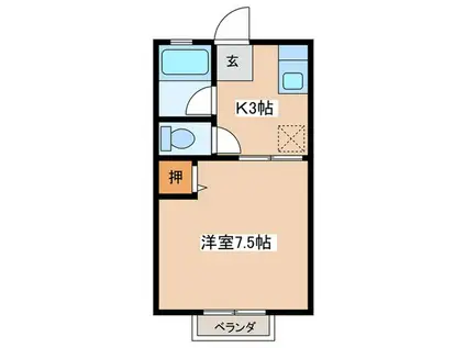 シティハイムドマーニM(1K/2階)の間取り写真