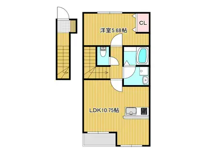 MYESTATE 旭本町 西棟(1LDK/2階)の間取り写真