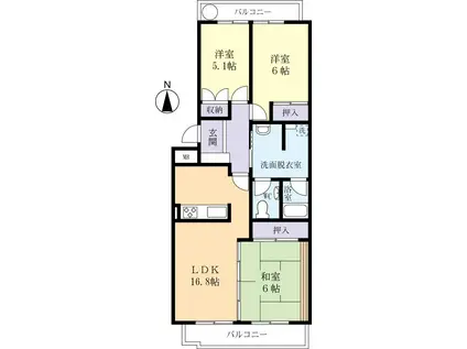 エミナンス・ドゥファミーユ B棟(3LDK/3階)の間取り写真