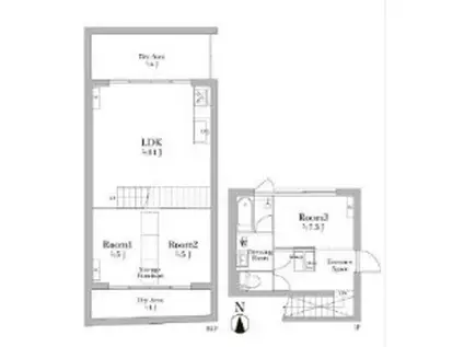 ARK TERRACE 東新宿 アークテラス東新宿(2LDK/1階)の間取り写真