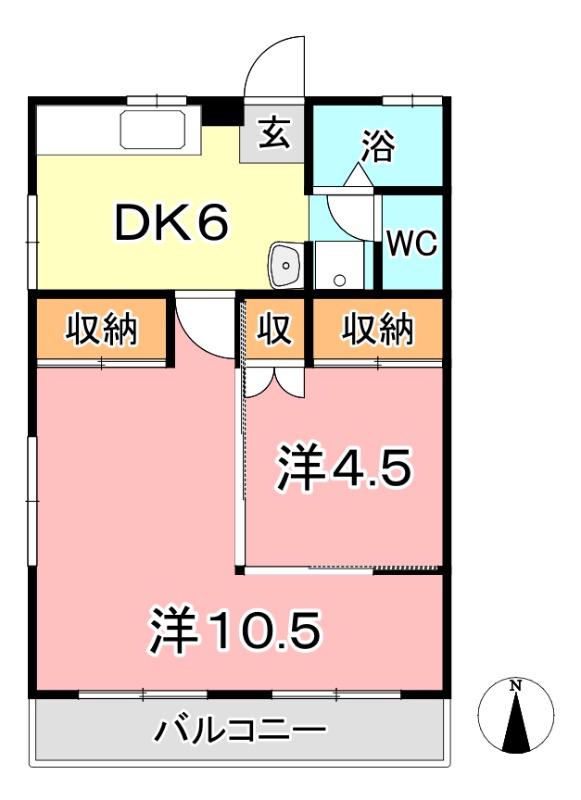 メイツ中庄(2DK/2階)の間取り写真