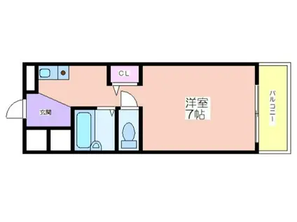 ルミエール箕面III(1K/2階)の間取り写真