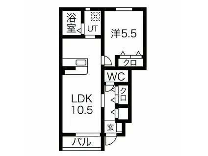 FOLUNA II(1LDK/1階)の間取り写真