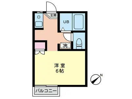 ノーブルハイツ稲毛海岸(1K/2階)の間取り写真