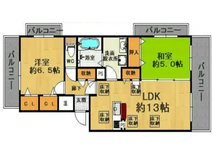 MJハイツ田島(2LDK/1階)の間取り写真