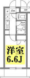 ルクレ津田沼(1K/3階)の間取り写真