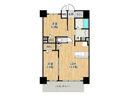 ふぁみーゆ平野(2LDK/3階)の間取り写真