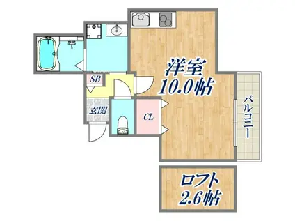 西宮市獅子ケ口町PJ(1K/3階)の間取り写真