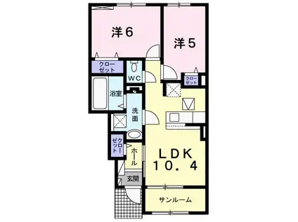 アルシオーネD(2LDK/1階)の間取り写真