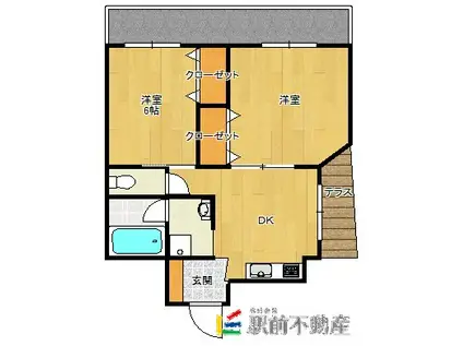 ラピタ荒江(2DK/4階)の間取り写真