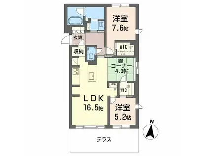 ジョフリエル(2LDK/1階)の間取り写真