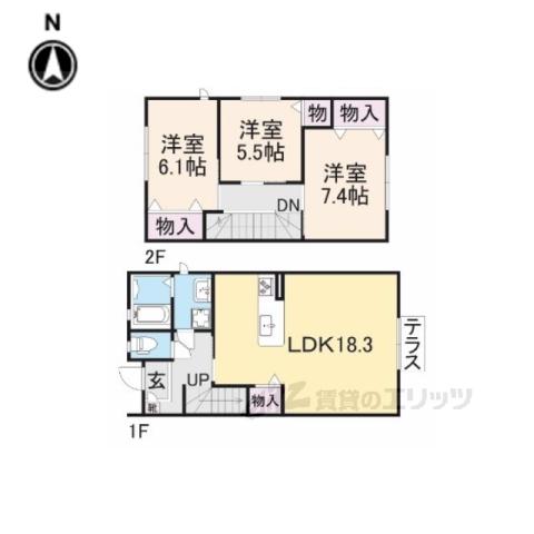 シャーメゾン嵐山(3LDK/1階)の間取り写真