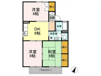 コーポさくら(3DK/2階)の間取り写真